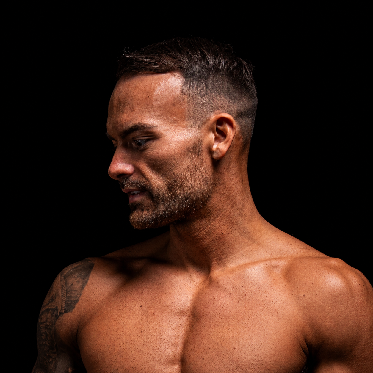 Side-profile portrait of Nathan Ellingham